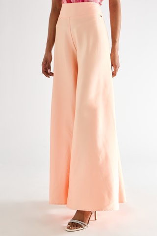 Pantalon palazzo taille haute - Pêche