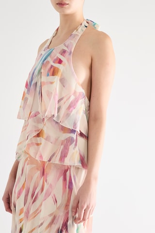 Robe volantée - Rose et beige