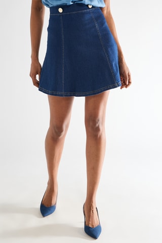 Jupe patineuse en jean - Bleu