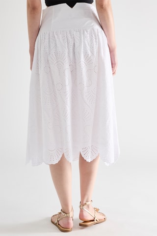 Jupe midi en broderie anglaise - Blanc