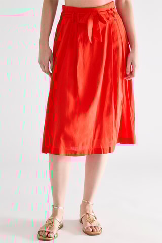 Jupe midi en lin - Rouge