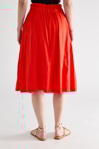 Jupe midi en lin - Rouge
