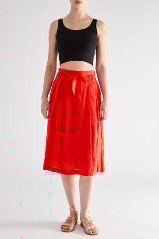 Jupe midi en lin - Rouge