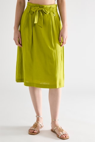 Jupe midi en lin - Vert citron