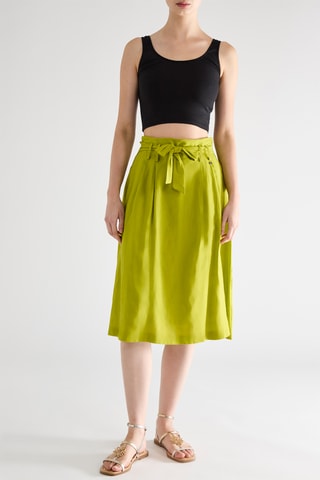Jupe midi en lin - Vert citron