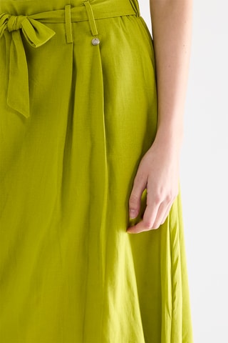 Jupe midi en lin - Vert citron
