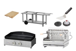 Plancha Vintage Pure Grill 260 et barbecue charbon Exclusive Mendy avec chariot et accessoires