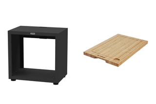 Meuble barbecue ouvert avec planche à découper