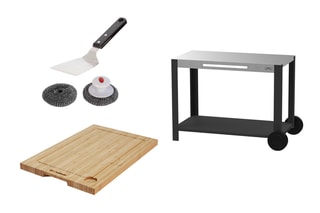 Table desserte 110 XL Duo avec planche à découper et pince BBQ