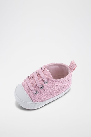 Chaussons en broderie anglaise - Rose