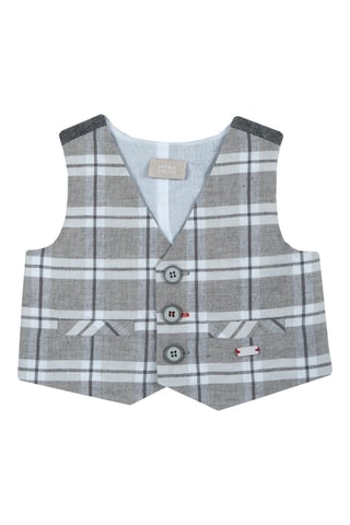 Gilet de costume en lin - Gris chiné et écru