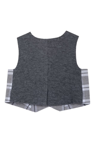 Gilet de costume en lin - Gris chiné et écru