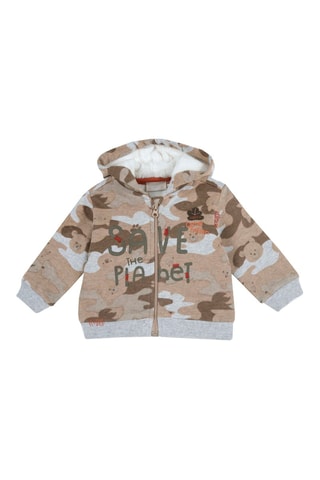 Sweat à capuche - Beige et gris chiné