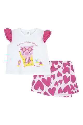 T-shirt et short - Blanc et vieux rose
