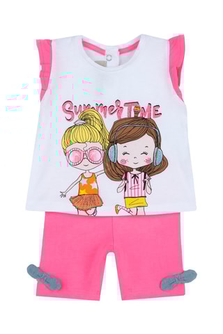 T-shirt et short - Blanc et fuchsia