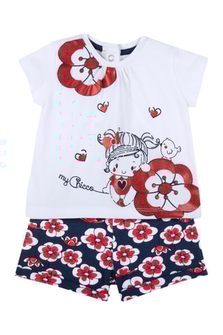 T-shirt et short - Blanc et bleu foncé