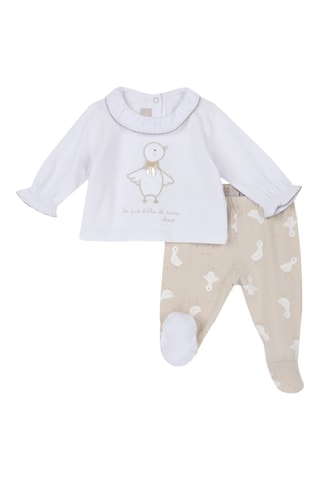 T-shirt et pantalon - Blanc et beige