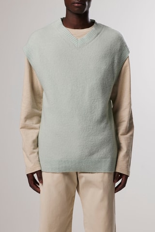 Pull en mérinos et bébé alpaga V-neck - Vert d’eau