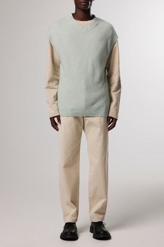 Pull en mérinos et bébé alpaga V-neck - Vert d’eau