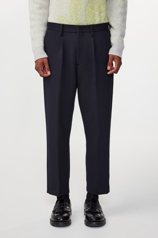 Pantalon en laine vierge Bill - Bleu marine
