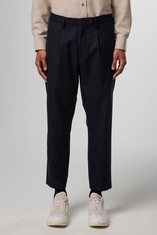 Pantalon en laine vierge Bill - Bleu marine