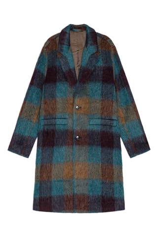 Manteau en laine, mohair et alpaga Fulvio - Bleu clair et camel