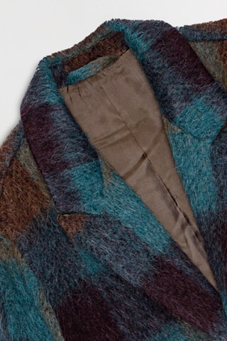 Manteau en laine, mohair et alpaga Fulvio - Bleu clair et camel