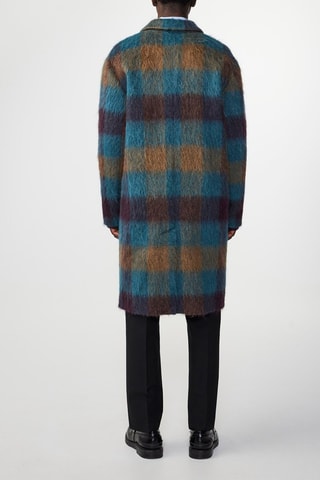 Manteau en laine, mohair et alpaga Fulvio - Bleu clair et camel