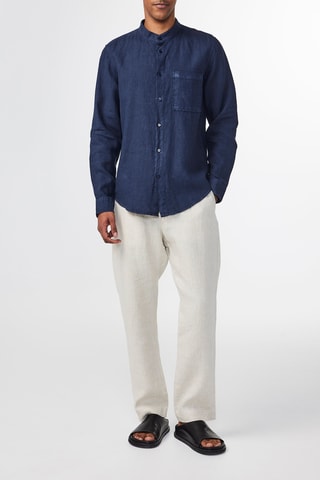 Chemise relaxed fit en lin Eddie - Bleu marine