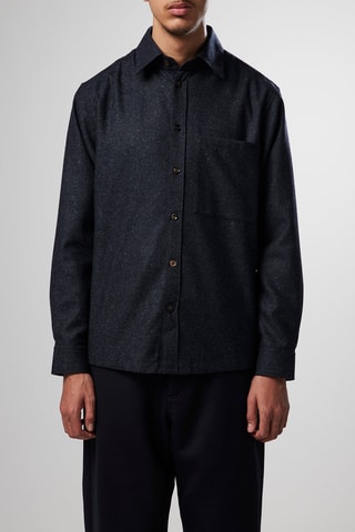 Chemise en laine et soie Hans - Bleu marine