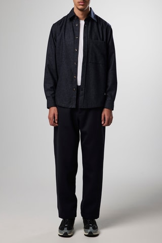 Chemise en laine et soie Hans - Bleu marine