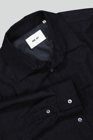 Chemise en laine et soie Hans - Bleu marine