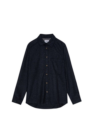 Chemise en laine et soie Hans - Bleu marine