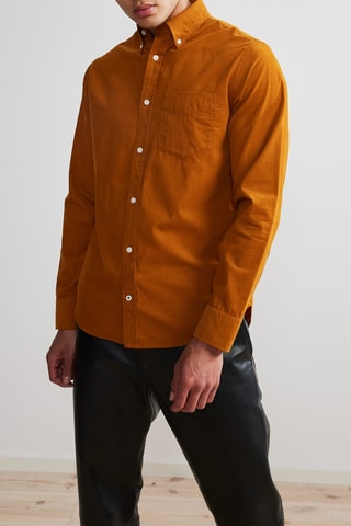 Chemise regular en velours Levon - Marron