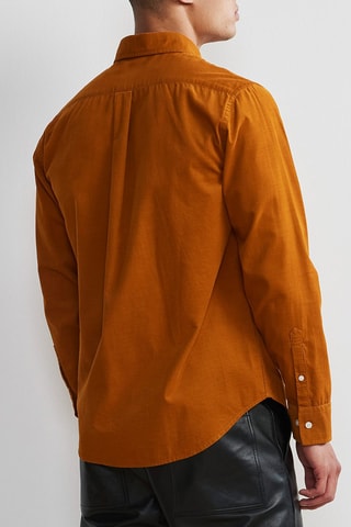 Chemise regular en velours Levon - Marron