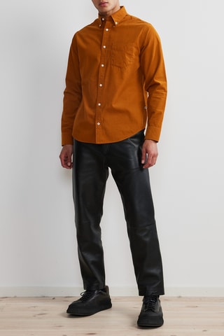 Chemise regular en velours Levon - Marron