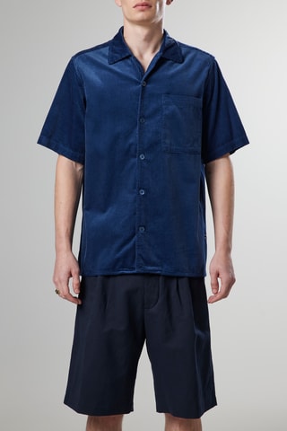 Chemise en velours Julio - Bleu marine