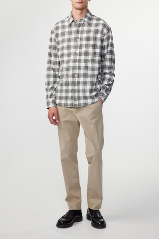Chemise en coton biologique Deon - Blanc et gris foncé
