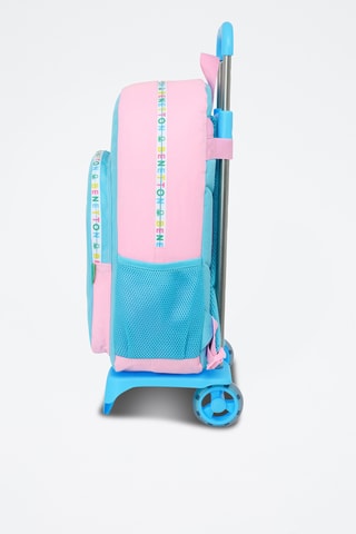 Sac à dos à roulettes Unique - Rose et ciel