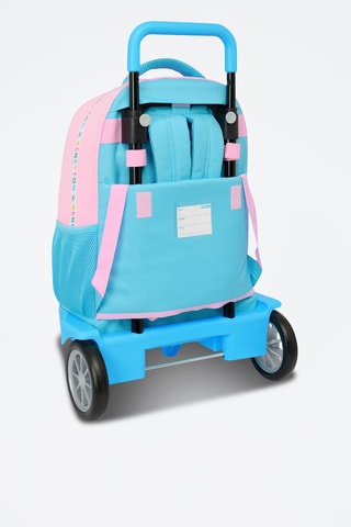 Sac à dos à roulettes Unique - Rose et turquoise