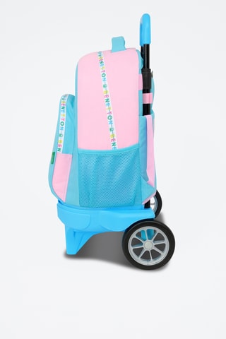 Sac à dos à roulettes Unique - Rose et turquoise