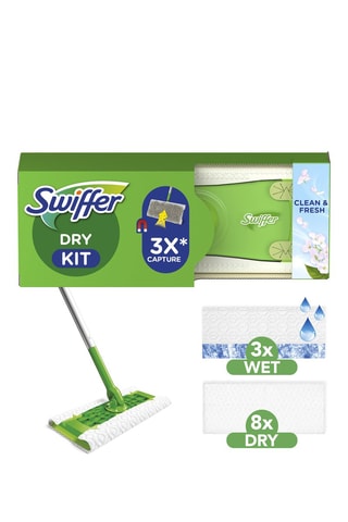 Balai avec 3 lingettes humides et 8 lingettes sèches Swiffer - Clean & Fresh