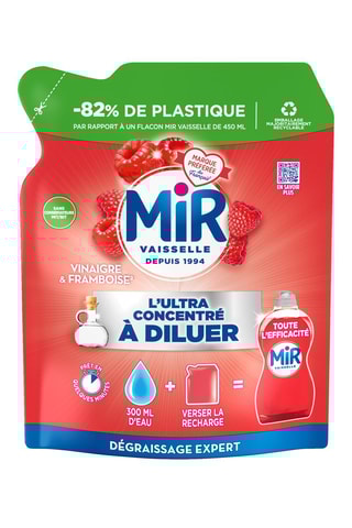 6 x L'ultra concentré à diluer Mir vaisselle  Vinaigre et Framboise - 150 ml