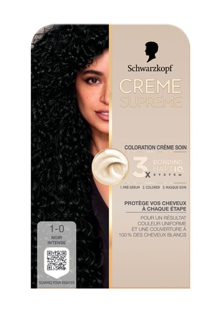 3 x Coloration crème soin Crème Suprême Schwarzkopf - 1-0 Noir Intense