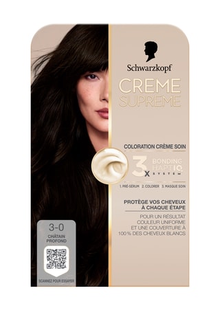 3 x Coloration crème soin Crème Suprême Schwarzkopf - 3-0 Châtain Profond