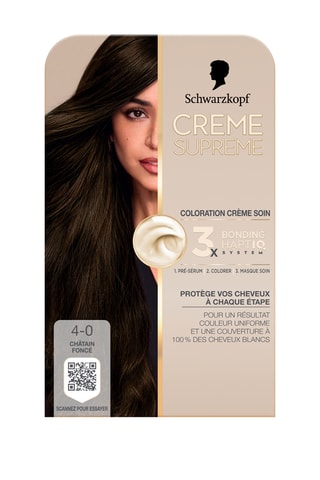 3 x Coloration crème soin Crème Suprême Schwarzkopf - 4-0 Châtain Foncé