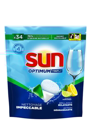 3 x 34 capsules lave-vaisselle Optimum Tout-en-1 Sun - Citron
