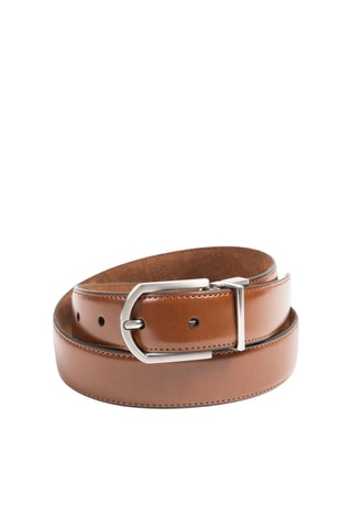Ceinture réversible en croûte de cuir - Camel