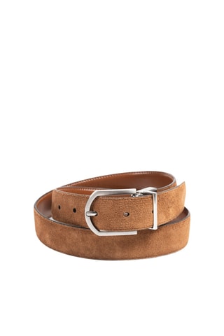 Ceinture réversible en croûte de cuir - Camel