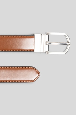 Ceinture réversible en croûte de cuir - Camel